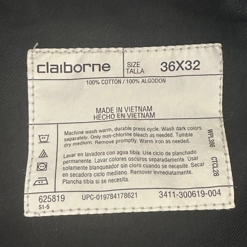 Claiborne Mens Black Corduroy Pants 36x32 100% Cotton Normcore Preppy Academia - Picture 3 of 5